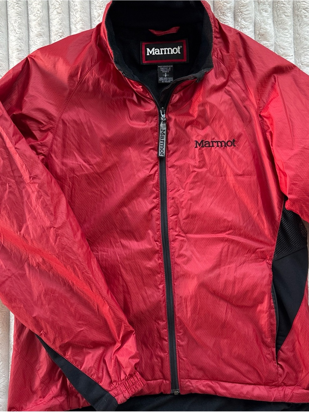 Marmot Ether DriClime Hoodless Windbreaker Jacket Red Black Women's Small